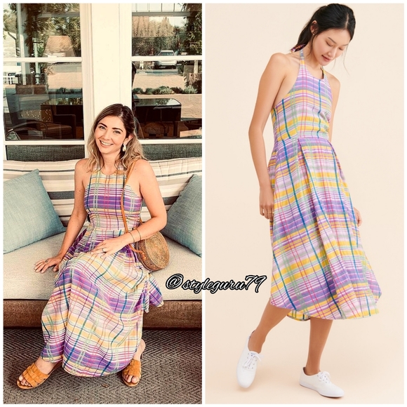 Anthropologie Dresses & Skirts - NWT, Anthropologie, Cecily Plaid Tie Neck Midi Dress